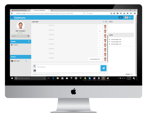 CommuneChat application dashboard image